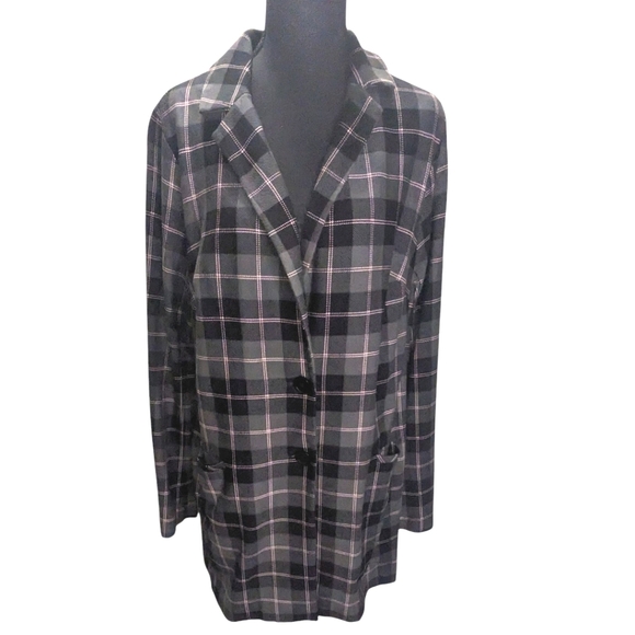 torrid Jackets & Blazers - Torrid Black Purple & Gray Plaid Blazer Car Coat Career Business Plus Size 2